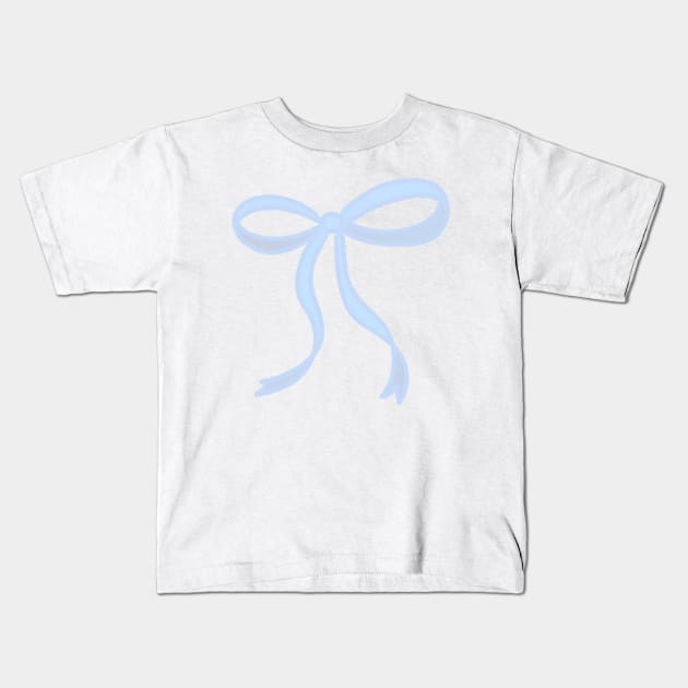 Cute Coquette baby blue ribbon bows repeating pattern seamless girly aesthetic this is me if you even care Kids T-Shirt by JuneNostalgia